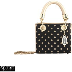 Black & Gold Ladies Small Satchel Top Handle Purse -Jacqui by SCORE! The Official Game Day Bag