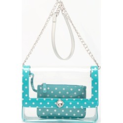 Clear Stadium Shoulder Bag Turquoise & Silver Chrissy Medium by SCORE! The Official Game Day Bag