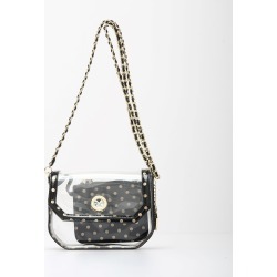 Clear Stadium Shoulder Bag Black & Gold Chrissy Small by SCORE! The Official Game Day Bag