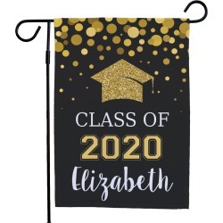 Personalized Class Of Glitter Gold Garden Flag