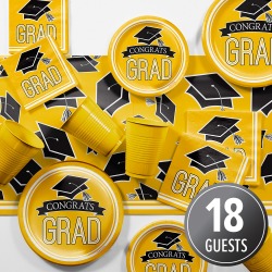 Graduation School Spirit Yellow Party Supplies Kit Graduation School Spirit Yellow Party Supplies Kit