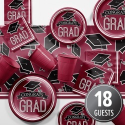 Graduation School Spirit Burgundy Red Party Supplies Kit Graduation School Spirit Burgundy Red Party Supplies Kit