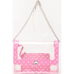 Clear Stadium Shoulder Bag Aurora Pink & White Chrissy Medium by SCORE! The Official Game Day Bag