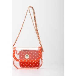 Clear Stadium Shoulder Bag Orange & White Chrissy Small by SCORE! The Official Game Day Bag