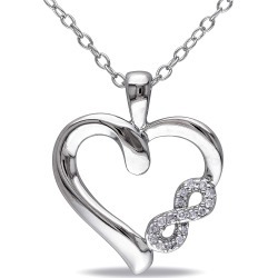 Diamond-Accent Heart Infinity Necklace in Sterling Silver