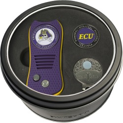 Tin Gift Set with Switchfix Divot Tool- Cap Clip and Golf Ball Marker East Carolina Pirates