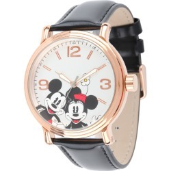 Disney Mickey & Minnie Mouse Surprise Gold Tone/Leather Watch