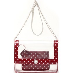 Clear Stadium Shoulder Bag Maroon & Silver Chrissy Medium by SCORE! The Official Game Day Bag