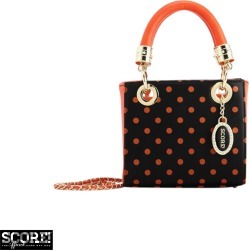Ladies Black & Orange Small Satchel Top Handle Purse - Jacqui by SCORE! The Official Game Day Bag