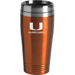 University of Miami - 16-ounce Travel Mug Tumbler - Orange