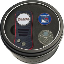 Tin Gift Set with Switchfix Divot Tool- Cap Clip and Golf Ball Marker New York Rangers