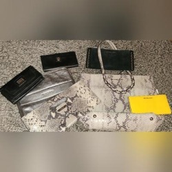 Michael Kors Bags | Micheal Kors Lot 3 Wallets 2 Clutches And On Ipad Case And Tote | Color: Black/Silver | Size: Os