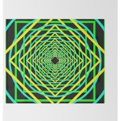 Diamonds In The Rounds Blacklight Neons Yellow Greens Bed Throw Blanket by Ominous Fyxen Designs - 51" x 60" Blanket