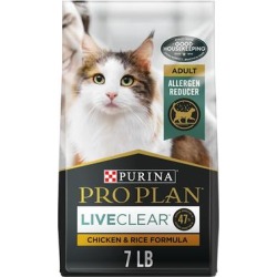 Purina Pro Plan With Probiotics, High Protein LiveClear Chicken & Rice Formula Dry Cat Food, 7 lbs.