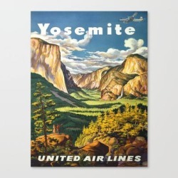 Canvas Print | Yosemite National Park Vintage Travel Poster Landscape Illustration by Enshape - LARGE - Society6