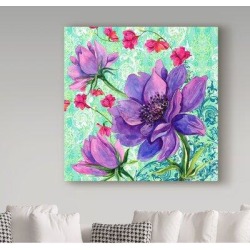 Winston Porter Anjelien Bright Florals II' Graphic Art Print on Wrapped Canvas & Fabric in Black, Size 35.0 H x 35.0 W x 2.0 D in | Wayfair found on Bargain Bro from Wayfair for USD $127.67