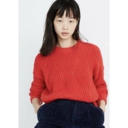 Madewell Sweaters | Everett Rib-Play Pullover Sweater Red Crewneck Merino Alpaca Blend Xs | Color: Red | Size: Xs found on Bargain Bro Philippines from poshmark, inc. for $35.00