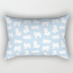 Samoyeds Print Rectangular Pillow by Doodle By Meg - Small (17" x 12")