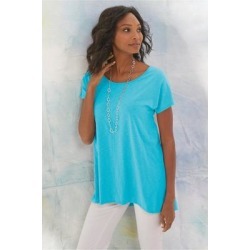 Women Calissa T-Shirt by Soft Surroundings, in Aruba Blue size 1X (18-20)