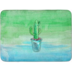 East Urban Home Cactus Teal & Green Watercolor Floor Mat, 19H X 27W, Multicolor, Microfiber in Blue/Gray/Green | Wayfair found on Bargain Bro from Wayfair for USD $36.47