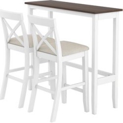 Wood Bar Height Dining Set Kitchen Breakfast Nook with 2 Chairs