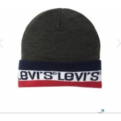 Levi's Accessories | Levis Mens Beanie Ski Hat Big Logo | Color: Gray/Red | Size: Os found on Bargain Bro from poshmark, inc. for USD $12.16