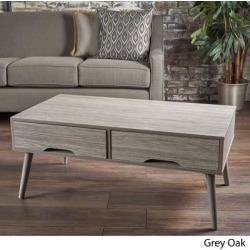 Noemi Mid Century Modern Rectangular Wood Coffee Table with Drawers by Christopher Knight Home