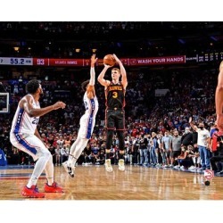 "Kevin Huerter Atlanta Hawks Unsigned 2021 NBA Conference Semifinals Game 7 3-Point Attempt Photograph"