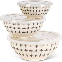 Gerson 95218 - Set of 3 Black & White, Faded X Design, Bamboo Fibre Bowls w/Lids Kitchen Dining Bowls found on Bargain Bro from eLightBulbs for USD $9.80