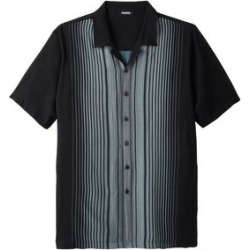 Men's Big & Tall Short-Sleeve Colorblock Rayon Shirt by KingSize in Black Steel Stripe (Size 4XL) found on Bargain Bro from OneStopPlus for USD $30.39