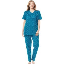 Plus Size Women's Floral Henley PJ Set by Dreams & Co. in Deep Teal Ditsy (Size L) Pajamas found on Bargain Bro from Jessica London for USD $30.39