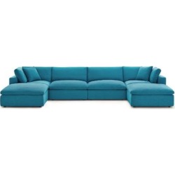 Commix Down Filled Overstuffed 6-Pc Sectional Sofa Set in Teal - East End Imports EEI-3362-TEA found on Bargain Bro from totally furniture for USD $1,956.23