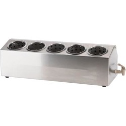 Steril-Sil CC-LTC-5BR 5-Hole Insulated Ice-Cooled Stainless Steel Countertop Condiment Dispenser / Bottle Rail with Stainless Steel Cylinders