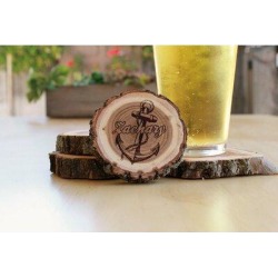 Etchey Round Wood Log 4 Piece Coaster Set Wood in Brown, Size 0.5 H x 3.5 D in | Wayfair CST-WLOG-ZACHARY