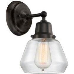 Innovations Lighting Fulton 1 - Light Dimmable Armed Sconce Glass/Metal in Black, Size 11.0 H x 6.75 W x 8.375 D in | Wayfair 623-1W-BK-G172-LED found on Bargain Bro from Wayfair for USD $90.47