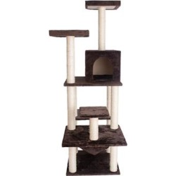 Gleepet Brown GP78680623 Real Wood Cat Tree with Five Levels, Condo, Hammock, 68