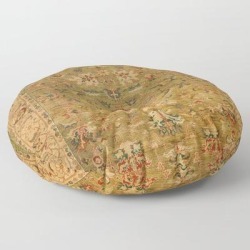 Floor Pillow | Persian 19th Century Authentic Colorful Muted Green Yellow Blue Vintage Patterns by Vintagetribalprints - ROUND - 30" x 30" - Society6