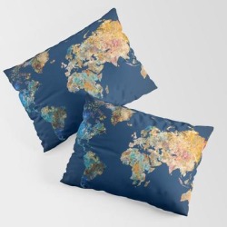 World Map 11 King Size Pillow Sham by World Map - STANDARD SET OF 2 - Cotton