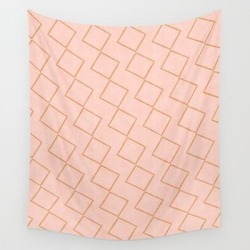 Tilting Diamonds In Peach Wall Hanging Tapestry by Becky Bailey - 51" x 60"