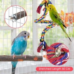 KATIER Small Bird Toys, Durable Natural Wood Ladder Colorful Hanging Shredding Toys Climbing Rope Bird Wood Perch For Parakeets, Conures, Cockatiels