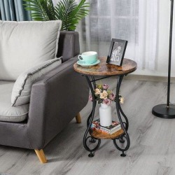 Williston Forge End Table, Round Side Table For Small Spaces Wood in Black/Brown, Size 23.6 H in | Wayfair 77688AF8BF48483F92732587F97046A3