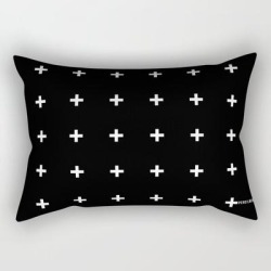 White Plus On Black /// Pencilmeinstationery.com Rectangular Pillow by Pencil Me In - Small (17" x 12")