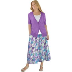 Plus Size Women's Short Sleeve V-Neck Cardigan by Woman Within in Pretty Violet (Size M) found on Bargain Bro Philippines from fullbeauty for $46.99