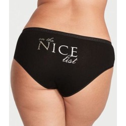 Victoria's Secret Intimates & Sleepwear | Just In! On The Nice List Vs M Stretch Cotton Hiphugger Holiday Panty Christms | Color: Black/White | Size: M found on Bargain Bro from poshmark, inc. for USD $9.12