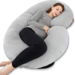 Pregnancy Pillow,Maternity Body Pillow for Pregnant Women,C Shaped Full Body Pillow with Zippers Jersey Cover