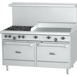 Garland G48-2G36SS Natural Gas 2 Burner 48" Range with 36" Griddle and 2 Storage Bases - 120,000 BTU