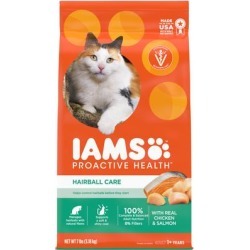 Iams ProActive Health Hairball Care Chicken and Salmon Adult Dry Cat Food, 7 lbs.