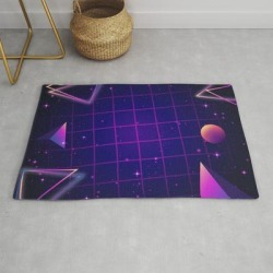 Universe Future Synthwave Aesthetic Modern Throw Rug by Edmproject - 2' x 3'