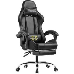 GTPLAYER Ergonomic Gaming Chair w/ Footrest & Massage Foam Padding/Upholstered in Black, Size 49.21 H x 20.87 W x 27.56 D in | Wayfair GT800A-BLACK found on Bargain Bro Philippines from Wayfair for $159.84
