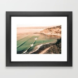 California Pacific Coast Highway // Vintage Waves Crashing On The Beach Teal Ocean Water Framed Art Print by Desertxpalm - Vector Black - X-Small-10x12